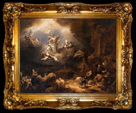 framed  Govaert Flinck Angels Announcing the Birth of Christ to the Shepherds, ta009-2